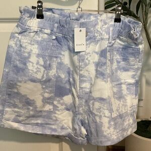 Elodie Cloudy Blue and White High Waist Shorts